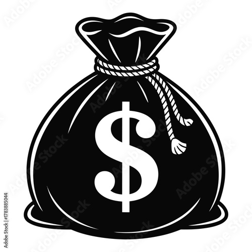 Money bag illustration with dollar sign concept of wealth and savings