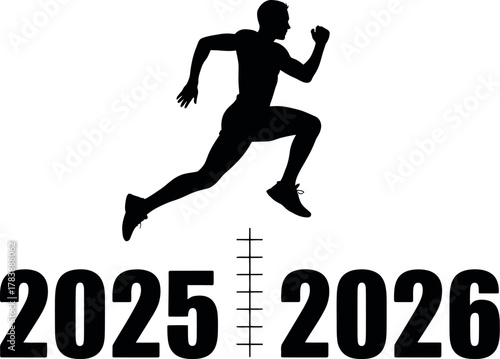 Athlete running from 2025 to 2026 represents overcoming challenges and moving forward.