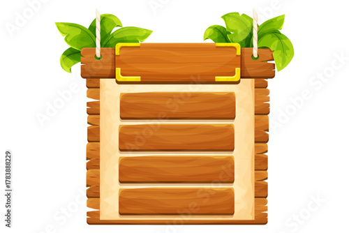 Wooden Signboard with Leaves Decoration