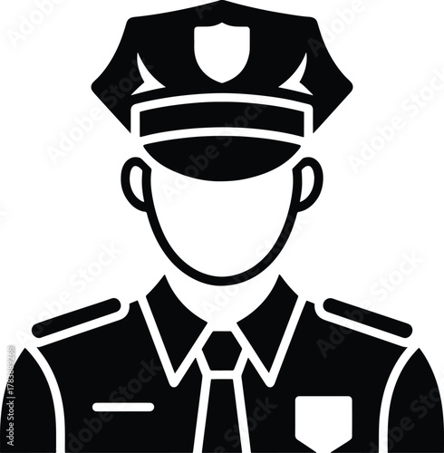 Silhouette of a law enforcement officer for security safety and order