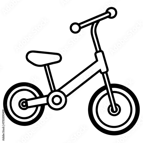Retro Tricycle Icon Vector Minimalist One Line Drawing Outline Design