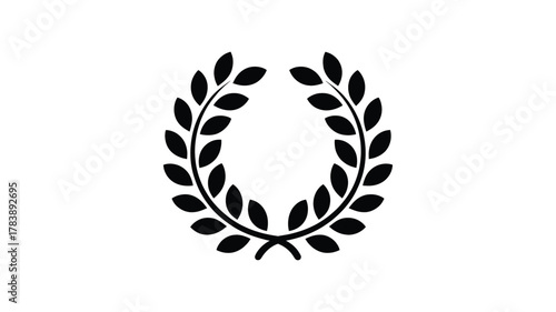 Elegant black silhouette of a laurel wreath symbolizing victory achievement and success against a clean white background for design