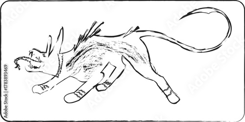 Black vector silhouette illustration of a galloping horse sketch suitable for tattoo or equestrian design