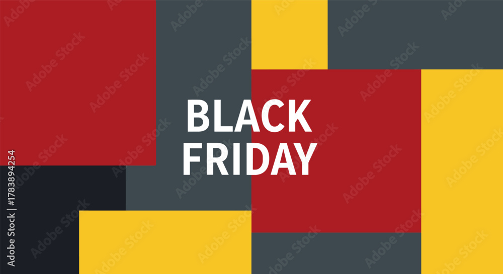 Fototapeta premium Modern black friday sale banner with red and yellow geometric background