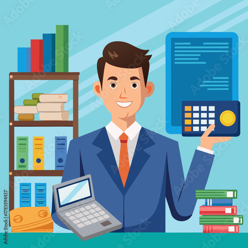 businessman with calculator