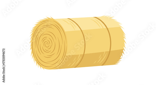 Realistic hay bale with rustic texture on white background