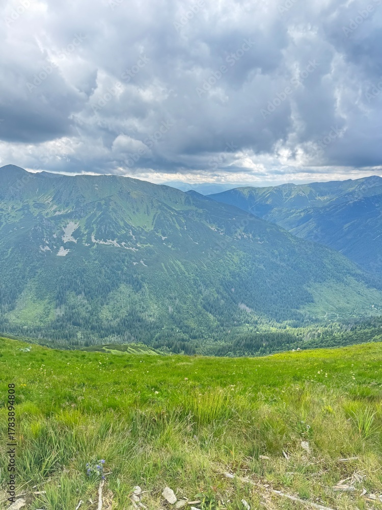 Naklejka premium mountains and clouds