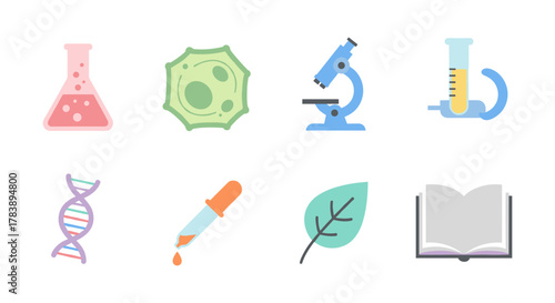 Colorful science icons for educational and laboratory themes