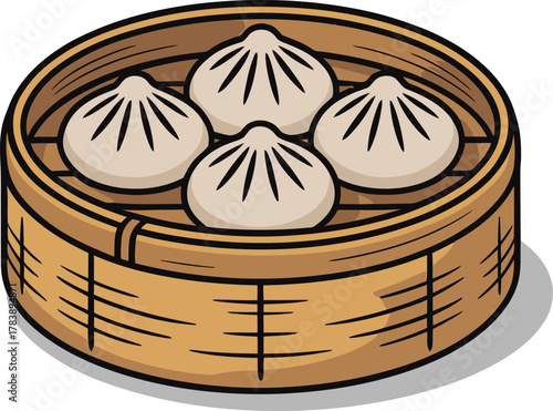 Steamed Dim Sum: Traditional Asian Dumplings in a Basket