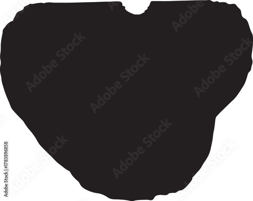 Silhouette of Heart Shaped Land Mass on White Background Illustration