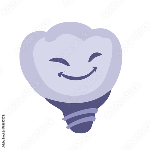 Cartoon Dental implant with Smiling Face Illustration