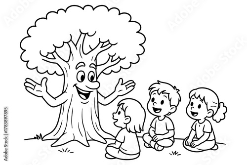 Kids enjoy interactive learning with friendly tree character