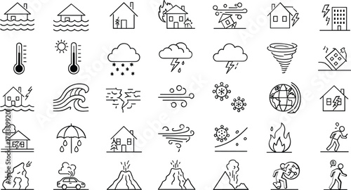 Collection of emotion faces and symbols silhouette