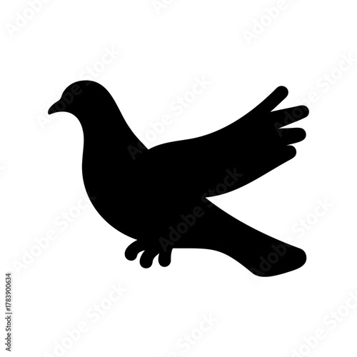 Minimalist Black Dove Silhouette Vector Icon for Peace, Freedom, and Nature Concepts, Ideal for Web Design, Logos, and Graphic Projects