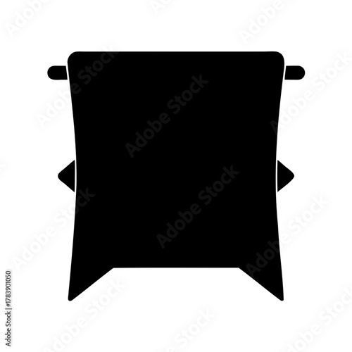 Minimalist black silhouette icon of a towel hanging on a rack, perfect vector graphic for bathroom, spa, or hygiene-related designs and web elements
