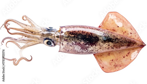 Fototapeta Naklejka Na Ścianę i Meble -  Fresh Squid Isolated on White Background, Ready to Cook.
