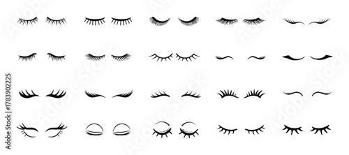 Set of vector eyelashes. Pretty beauty eyelashes.