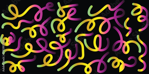 Abstract colorful ribbons and swirls on a, vibrant gradient effect