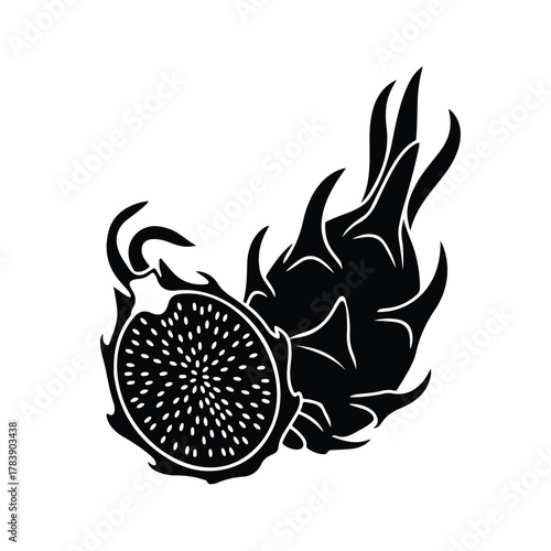 Dragon Fruit Tropical Food Agriculture Pitaya Asian Plant Silhouette Isolated