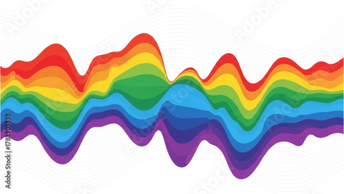 Dynamic flowing waves of rainbow colors representing diversity and pride