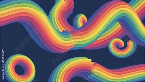 Abstract background with dynamic flowing colorful liquid rainbow forms
