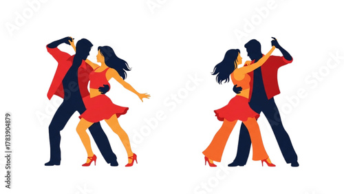 Dancing Couple Silhouette Vector Illustration of Salsa Dancers in Action