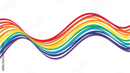 Vibrant wavy lines forming a dynamic rainbow spectrum on an isolated white background