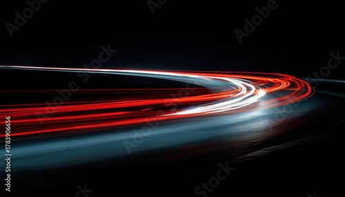 Abstract: The Glow Of Car Lights Captured In The Darkness With A Long Exposure Setting. Mesmerizing And Aesthetic Visuals Ensue.