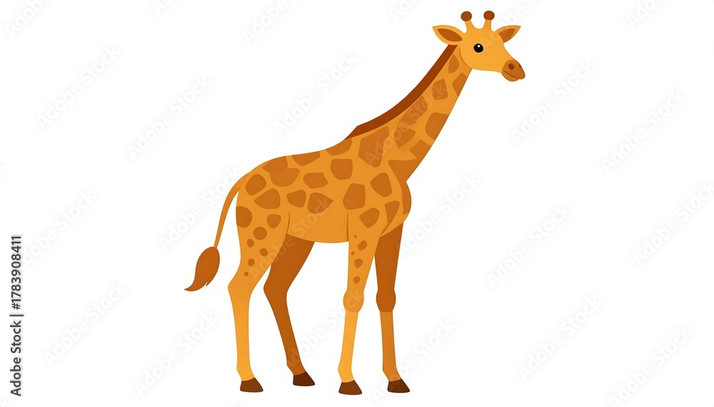 Fototapeta premium Cartoon illustration of a giraffe with long neck and spotted body