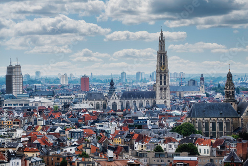 Aerial view of cityscape of Antwerp, Belgium