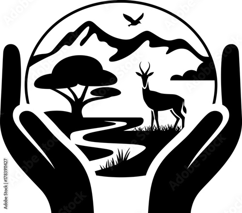 Nature Conservation Hands Graphic