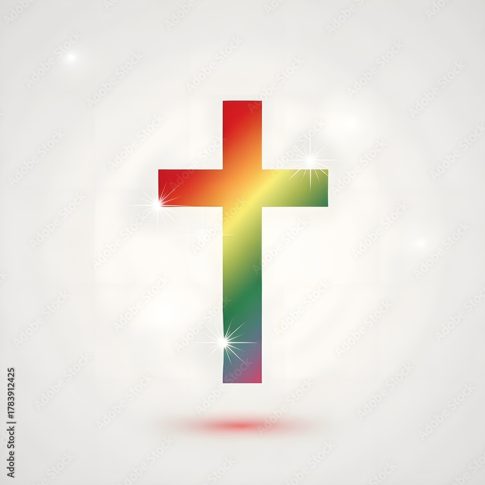 Obraz premium Colourful Crucifix with Subtle Christmas Theme