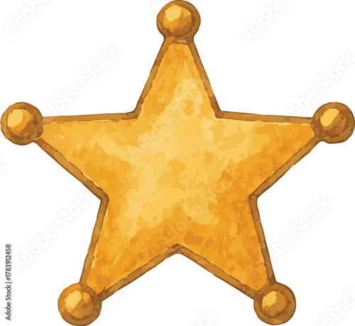Vector watercolor illustration of a sheriff star
