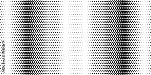 Dotted gradient halftone background. Horizontal seamless dotted pattern in pop art style. Abstract modern stylish texture. Fade gradient black and white half tone background. Vector illustration.