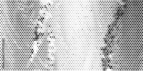 Dotted gradient halftone background. Horizontal seamless dotted pattern in pop art style. Abstract modern stylish texture. Fade gradient black and white half tone background. Vector illustration.