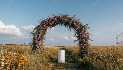 Floral Portal to Another World, A Cylindrical Overture in a Field of Wild Blooms.