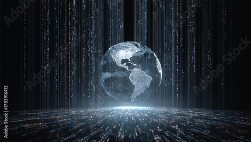 Digital Earth Globe with Abstract Data Streams and Future Connections