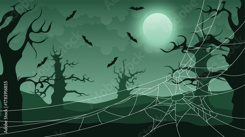 Spider Web On Dark Background Halloween Design Elements Spooky Scary Horror Decor Vector