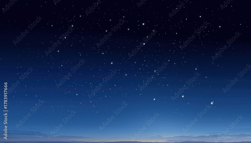 Fototapeta premium Starry Night: Clear Sky Illuminated By Glowing Stars During Nighttime With No Clouds In Sight For A Stunning View.