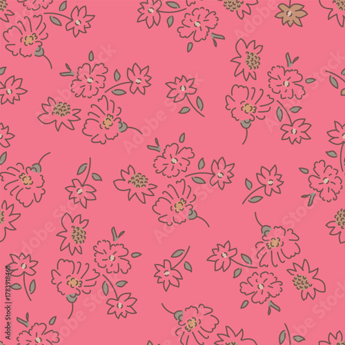 abstract a solid multicolor small and big flower mixed vector pattern arrangement with medium color, all over vector design with white background illustration digital