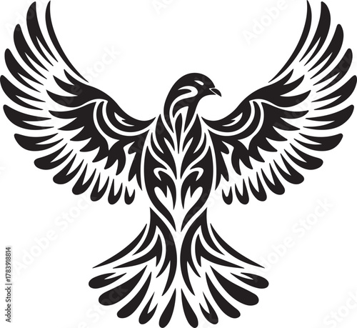 Phoenix vector with floating feathers