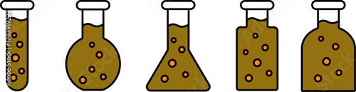 Laboratory flasks with chemical reaction