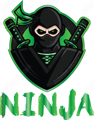 Modern esports logo featuring masked ninja warrior