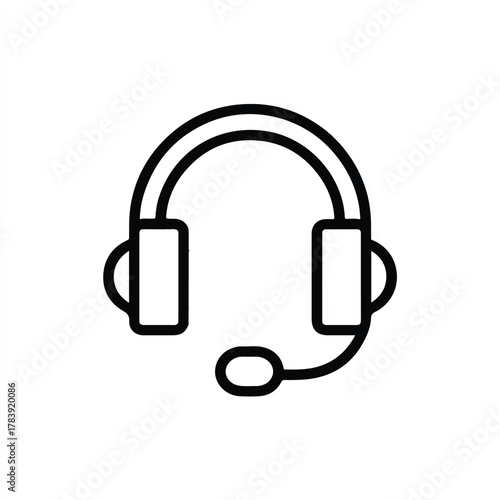 Headset with Microphone Isolated Vector Icon Perfect for Customer Support