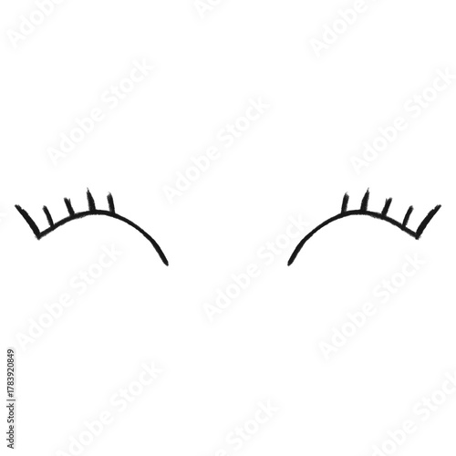 Minimalist hand-drawn closed eyes graphic for beauty and sleep.