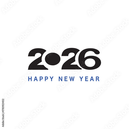 2026 Happy New Year Modern Round Font Design | Minimal Celebration Typography