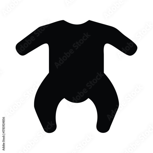 Black baby bodysuit silhouette isolated on a white background