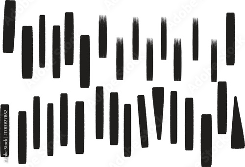 Minimalist Abstract Black Bars Pattern Art, Geometric Lines Composition, Modern Monochrome Design Texture, Contemporary Wall Print