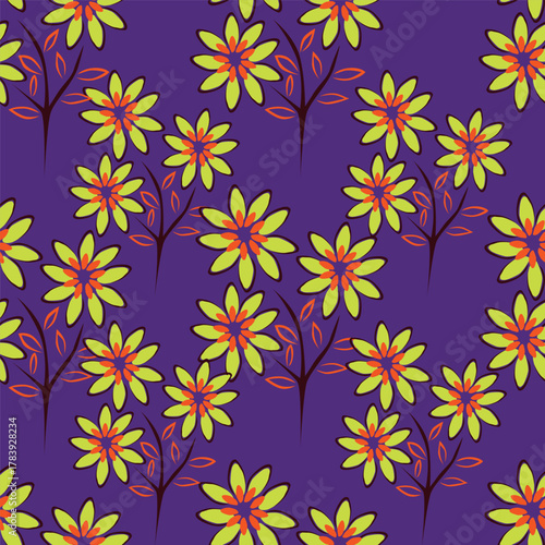 abstract a solid multicolor small and big flower mixed vector pattern arrangement with medium color, all over vector design with white background illustration digital