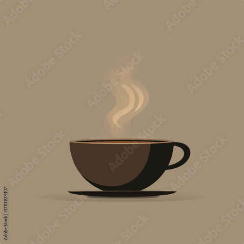 Steaming Cup of Coffee Illustration in Neutral Tones for Relaxation